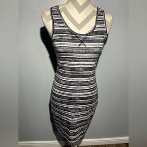 RACHEL Rachel Roy Black and Gray Striped Mini Dress
